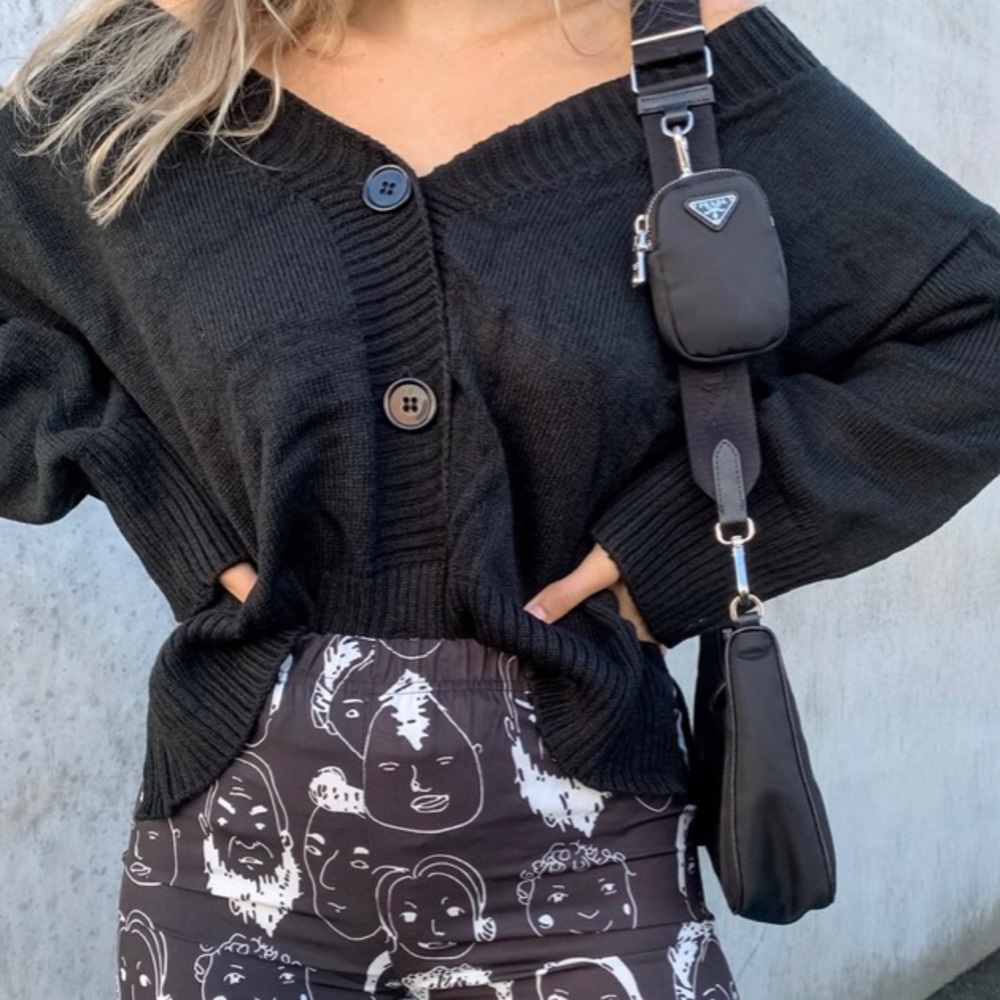 black button up sweater